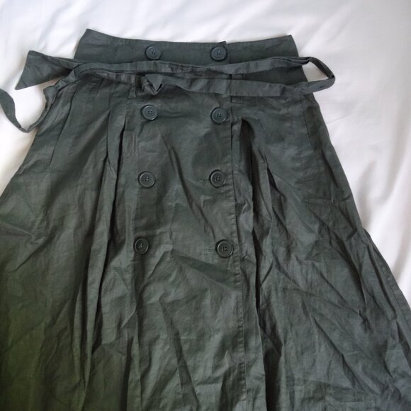 vintage H&M button army green size 4 skirt with belt - Picture 3 of 6